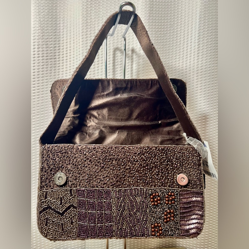 Viral Beaded Shoulder Bag in Purple and Brown - Picture 8 of 9
